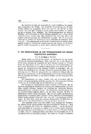 Die Mittelschulen in den Verhandlungen des letzten bayerischen Landtages