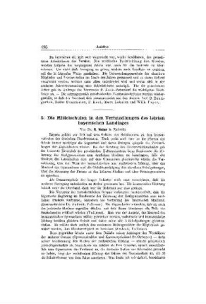Die Mittelschulen in den Verhandlungen des letzten bayerischen Landtages