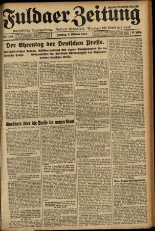 Ausgabe vom Freitag, den 06. Oktober 1933.