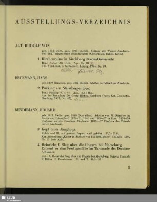 Ausstellungs-Verzeichnis