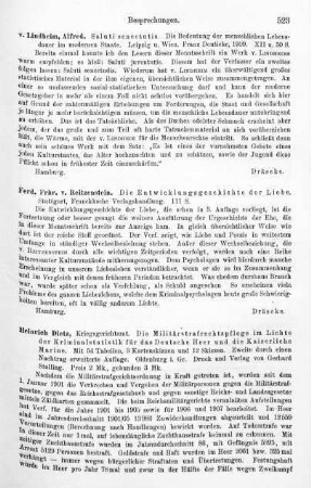 523, Ferd. Frhr. v. Reitzenstein. Die Entwicklungsgeschichte der Liebe