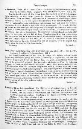 523, Ferd. Frhr. v. Reitzenstein. Die Entwicklungsgeschichte der Liebe