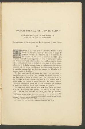 Páginas para la historia de Cuba : Documentos para la biograía de José de la Luz y Caballero - III.
