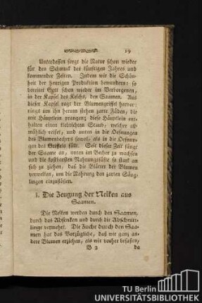 I. Die Zeugung der Nelken aus Saamen.
