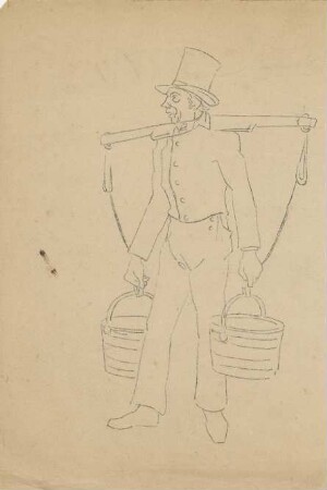 Wasserträger Hummel mit Tracht und Eimern