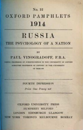 Russia : the psychology of a nation