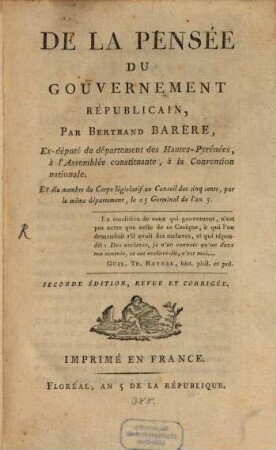 De la pensée du Gouvernement republicain