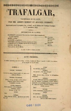 Trafalgar : vaudeville en un acte