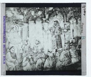 Giotto, Freskenzyklus des Leben des hl. Franziskus in der Oberkirche von Assisi,Giotto, Freskenzyklus des Leben des hl. Franziskus: Erscheinung in Arles