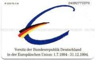Telefon-Karte der Telekom zum Vorsitz der Bundesrepublik Deutschland in der Europäischen Union im 2. Halbjahr 1994