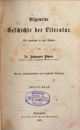 Allgemeine Geschichte der Literatur : ein Handbuch in zwei Bänden, 2