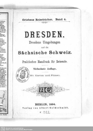 Dresden, Dresdens Umgebungen und die Sächsische Schweiz : praktisches Handbuch für Reisende