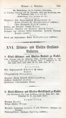XVI. Witwen- und Waisen-Pensions-Anstalten.