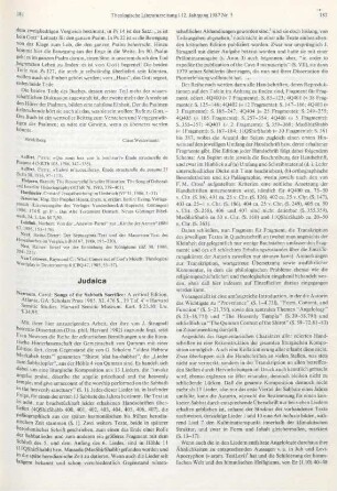 181-183 [Rezension] Newsom, Carol, Songs of the Sabbath sacrifice