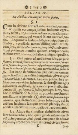Sectio IV. De civibus eorumque vario statu