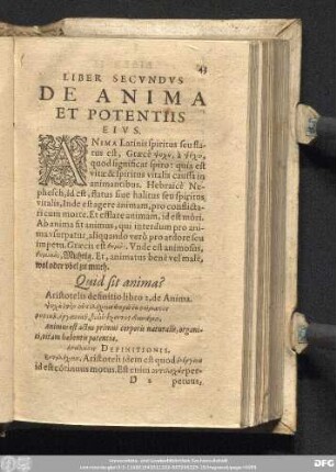 Liber Secundus De Anima Et Potentiis Eius.
