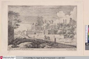 [Landschaft mit Ruinen und eine Frau mit Sonnenschirm; Landscape with Ruins and a Woman with Parasol]