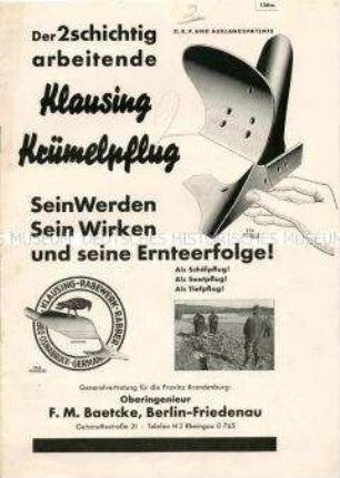 Der 2schichtig arbeitende Klausing Krümelpflug / Sein Werden / Sein Wirken und seine Ernteerfolge!