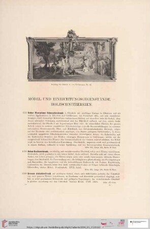 Möbel und Einrichtungsgegenstände. - Holzschnitzereien (Nr. 1557 - 1751)