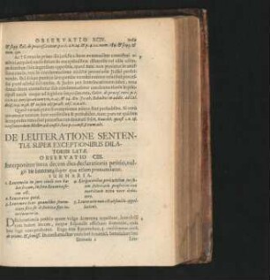 De Leuteratione Sententiae Super Exceptionibus Dilatoriis Latae. Observatio CIII.