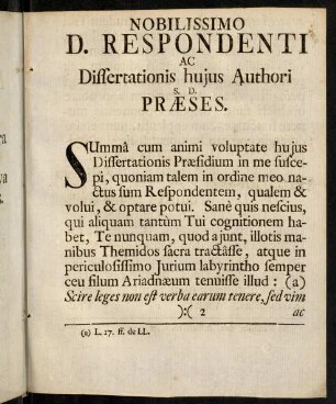 Nobilissimo D. Respondenti...