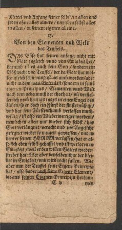 13. Von den Elementen und Welt des Teuffels.