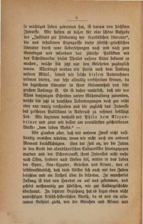 Bibliothek der griechischen und römischen Schriftsteller über Judenthum und Juden in neuen Uebertragungen und Sammlungen, 1. Das Leben Mosis