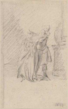 Illustrationsentwurf: Dame in Ohnmacht, von Kavalier gehalten