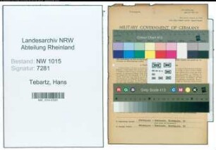 Entnazifizierung Hans Tebartz , geb. 09.10.1900 (Kaufmann)