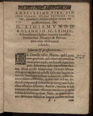 Amplissimo Viro ... D. Sigismundo Rolingio IC. Eximio ...