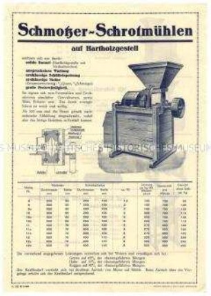 Schrotmühlen auf Hartholzgestell