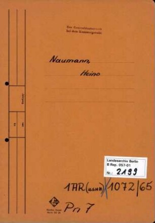 Personenheft Heino Naumann (*19.04.1909), SS-Obersturmführer