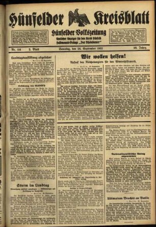 Zweite Ausgabe vom Samstag, den 24. September 1932.