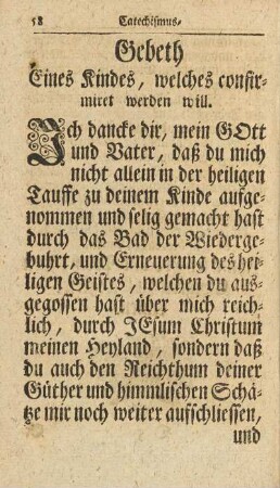 Gebeth Eines Kindes, welches confirmiret werden will