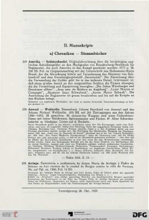 a) Chroniken – Stammbücher (Nr. 229-258)