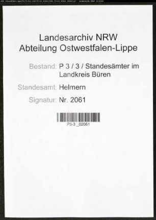 Sterberegister Standesamt Helmern