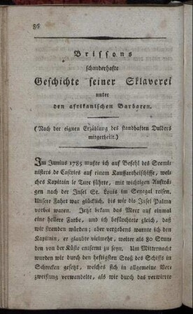Brissons schauderhafte Geschichte seiner Sklaverei unter den afrikanischen Barbaren
