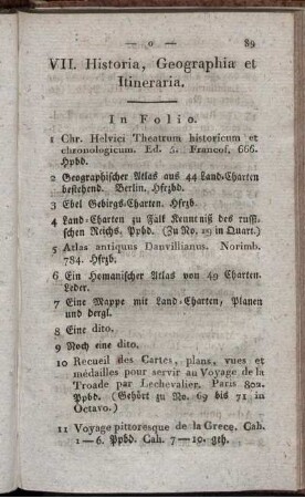 VII. Historia, Geographia et Itineraria