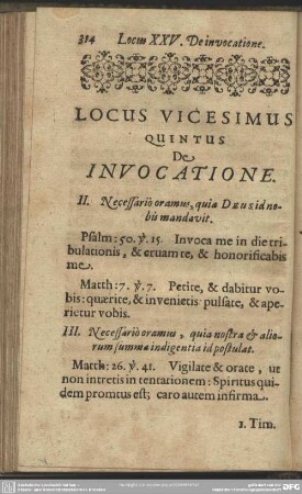Locus Vicesimus Quintus De Invocatione