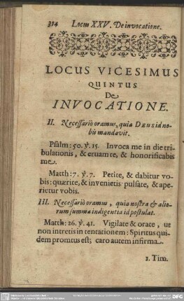 Locus Vicesimus Quintus De Invocatione