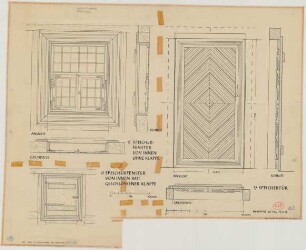 Menkhausen (Kreis Meschede): Hof Dorls. Speicherfenster (Grundriss, Ansicht, Schnitt)
