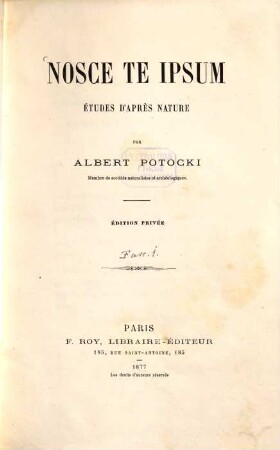 Nosce te ipsum : études d'après nature