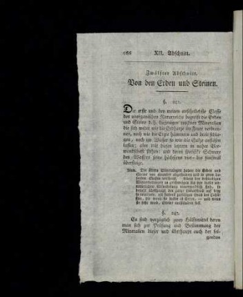 Zwölfter Abschnitt. Von den Erden und Steinen.