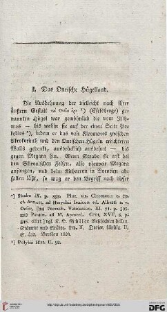 I. Das Oneische Hügelland