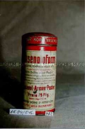 Blechdose für "Vasenoloform - Vasenol-Armee-Puder"