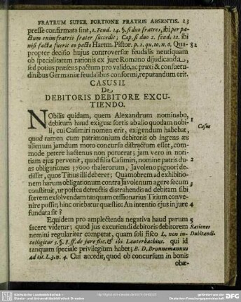 Casus II. De Debitoris Debitore Excutiendo