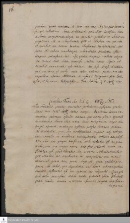 Brief von Heinrich Wilhelm Ludolf an Georg Melchior v. Ludolf.