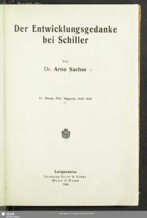 Der Entwicklungsgedanke bei Schiller