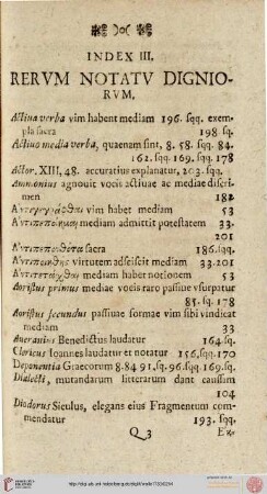 Index III: rerum notatu digniorum