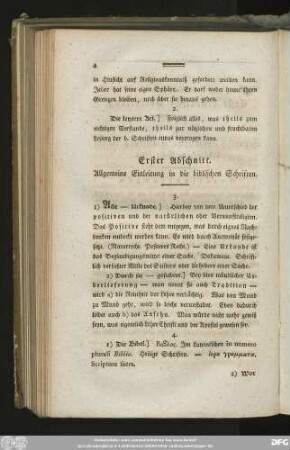 Erster Abschnitt. Allgemeine Einleitung in die biblischen Schriften.